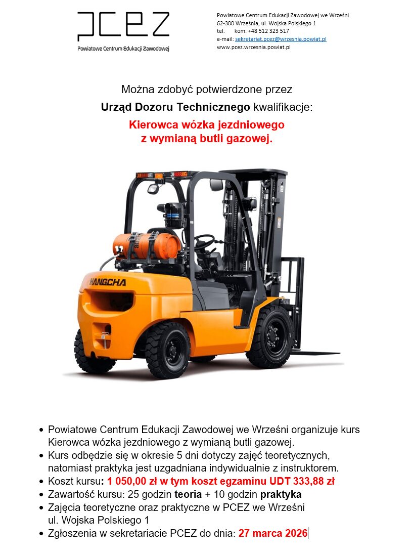 Kurs wózka widłowego Kurs wózka widłowego